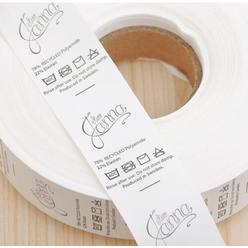 1000pcs/roll white Custom white garment washing care label clothing size tags washable labels nylon taffeta LB025