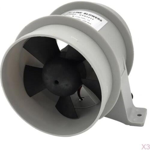 3pcs In-Line Bilge Quiet Blower 12 Volt - 4inch Dia. Hose Suit Boat Marine