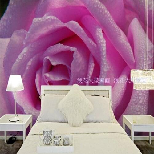 3d pink rose beads stereo custom mural living room bed TV background wall simple floral warm wedding room