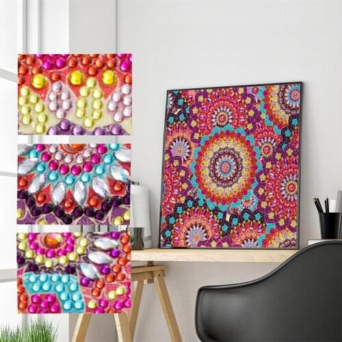 DIY 5D Diamond Embroidery Partial Diamond Special Shape Mandala Flower Painting Rhinestone Crystal Painting Home Decoration
