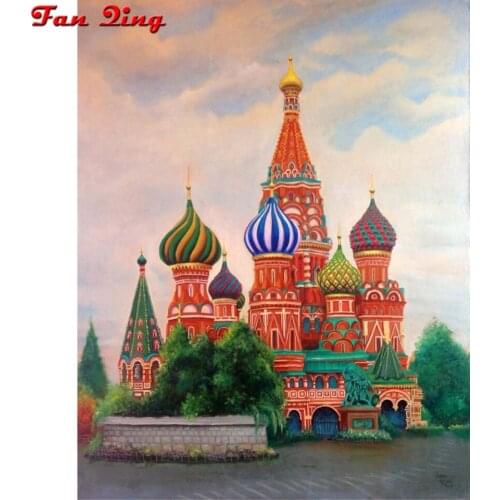 5D DIY Diamond Painting Landscape Moscow Saint Basils Cathedral Full Square Round Rhinestone Embroidery Mosaic Handmade Gift