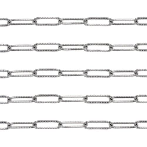 Julie Wang 1 Meter 12*4mm Stainless Steel Straight Link Chain White K Gold Embossing Necklace Bracelet Jewelry Making Accessory