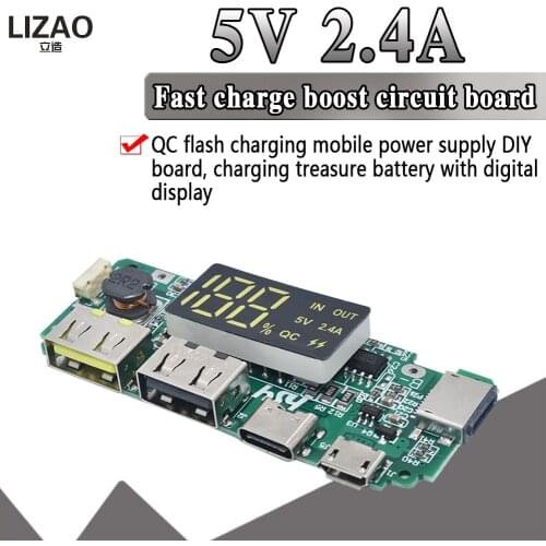 Dual USB 5V 2.4A Micro/Type-C LED USB Mobile Power Bank 18650 Charging Module Lithium Battery Charger Board Circuit Protection