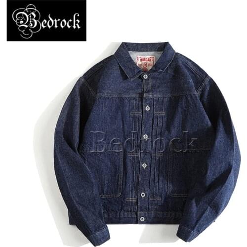 Mbbcar Slim tailoring new design American retro heavy vintage Red Line Denim denim jacket 3024