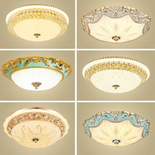 European style warm romantic simple LED room light bedroom study room crystal ceiling lamp