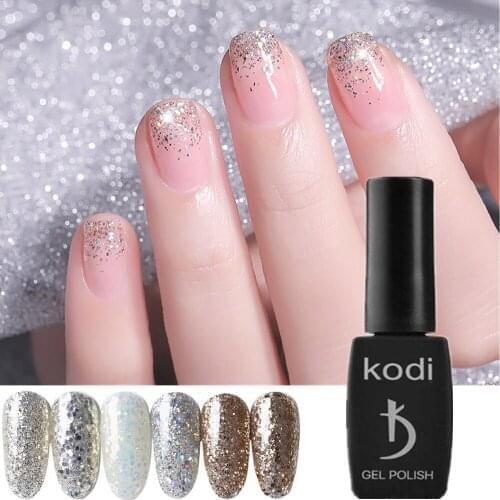 KODI GEL Nail Nail Color Nail Polish 12ml Nail Varnish varnish Silver Shimmer Sequins Glitter Nail Art Polish