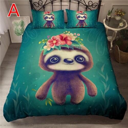 Cute Koala Printed Bedding Set 2/3pcs Pillowcase 3D Kids Bed Sets Green Home Textile Cartoon Animal Duvet Cover