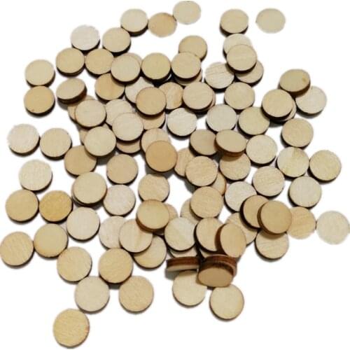 200PCS 10mm Unfinished Wood Slices Round Disc Circle Wood Pieces Wooden Cutouts Ornaments for Craft and Decoration