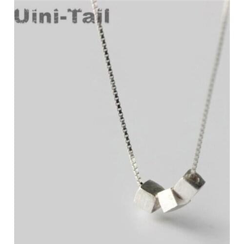 Uini-Tail hot new 925 sterling silver square necklace female models simple short sweet sweet wild Korean birthday gift