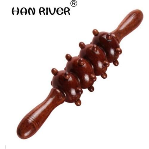 HANRIVER Meridian yoga rod body massager belly back neck waist leg massage stick wooden roller massage hammer "