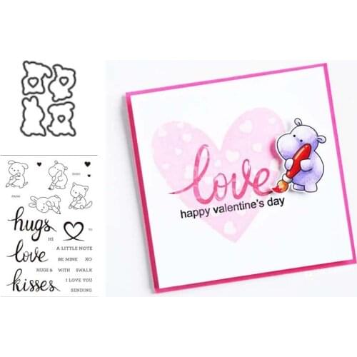 Animal Love notes Metal Cutting Dies and Stamps Stencil for Scrapbooking photo album Embossing Decorative DIY Paper Cards