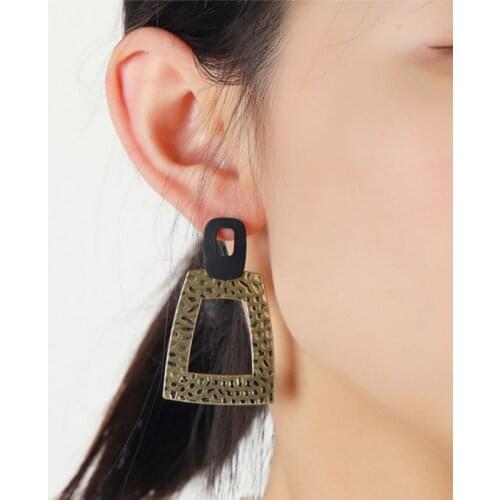 Fashion Women Dangle Earrings Geometric Metal Acrylic Trapezoid Exaggerated Big Earrings Jewelry Gifts Pendientes Wholesale 2021