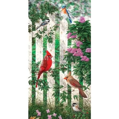 Cartoon 5d Diy Diamond Painting Picket Fence Handmade Diamond Embroidery Birds Rhinestone Cross Stitch Mosaic Christmas Gifts