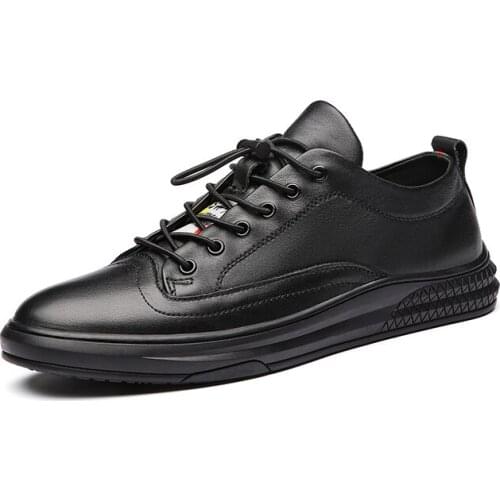 Mens Casual Genuine Leather Shoes Male Winter with Fur Flat Black Sneakers 2020 Fashion Youth Street Vulcanized Sport Footwear