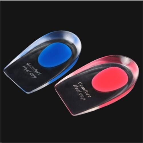 Soft Silicone Increase Heel Support Pad Cup Gel Shock Cushion Orthotic Insole Plantar Care Half-height 100pair
