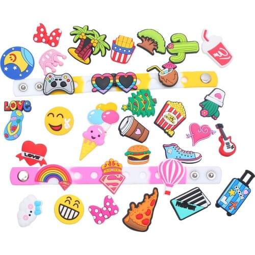 Novel Cute PVC Shoe Charms Accessories Tree Balloon Hamburge Shoes Buckle Decorations fit Croc JIBZ Kids X-mas Party Gifts