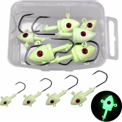 Fishing Glow Jig Heads, 10pcs 7g 10g 14g 20g Fishing Hook Lead Jig Lure Hard Baits Soft Worm Fishing Tackle Accessories
