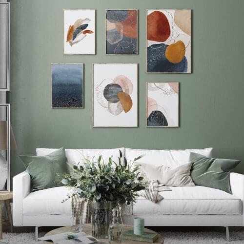 Nordic canvas painting modern abstract gold poster print living room bedroom wall decoration golden art poster