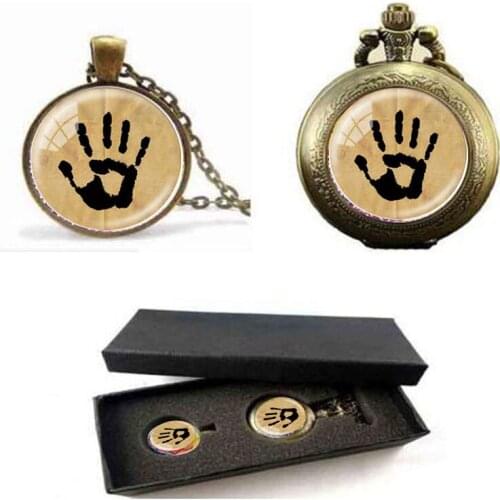 Handmade Skyrim Dark Brotherhood Mysterious Note in a Glass Cabochon Dome Pendant Necklace pocket watch with free box