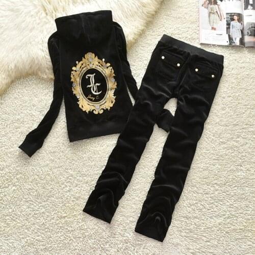 Sports suit ladies pink two-piece 2 piece hooded sweatshirt top and pants Sports suit Womens suit velvet soft fabric S-XL