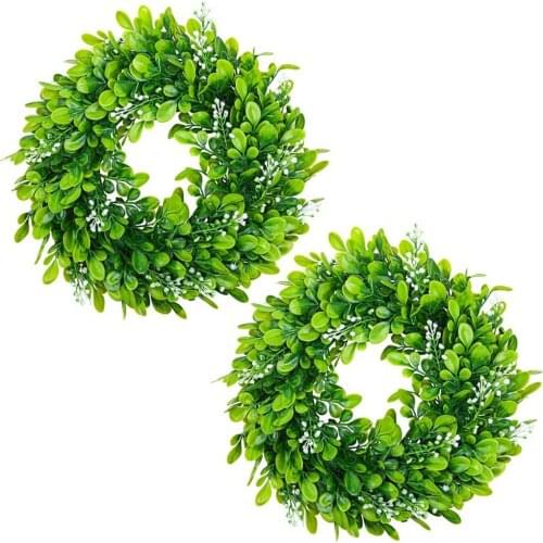 Green Leaves Wreath Boxwood Greenery Window Garland Party Holiday Decor