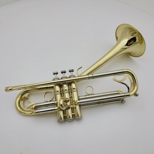 High Quality Trumpet Curved Bell Trumept Bb Tune Brass Plated professional Trumpet with Case and Mouthpiece Free Shipping