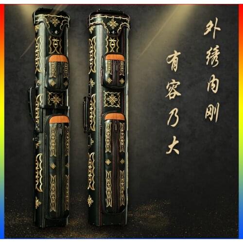 High Quality YUDU Billiard Pool Cue Case 8 Holes PU Pool Cue Case 1/2 Hand Embroidery Professional Billiards Accessories