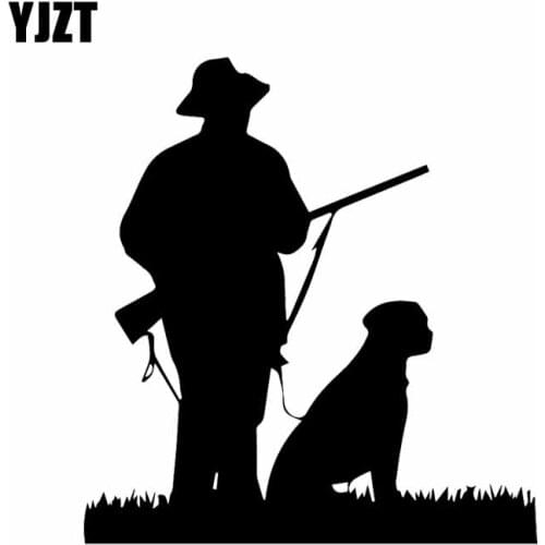 YJZT 14.6X15.7CM Creative Vinyl Decal Hunter Dog Hunting Art Car Sticker Decor Black/Silver C24-1426