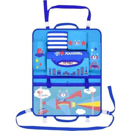 Baby Car Interior back Seat Protector Cartoon Seat Back Storage Hang Bag Organizer