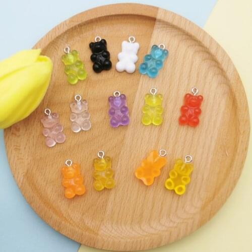 10Pcs Gummy Bear Pendant Colorful Charms for Necklace Bracelet Earrings Jewelry Bears Earrings Keychain with Sheep Eyes