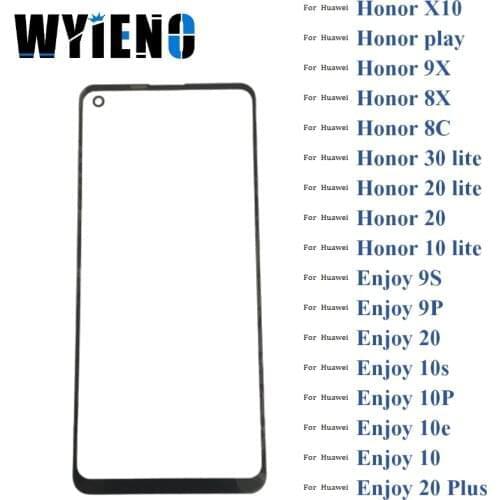 Black Digitizer LCD Sensor Glass For Huawei Honor X10 Play 4T Pro 9X 8X 8C 30 20 10 Lite 20i Touch Screen Glass lens 10pcs/lot