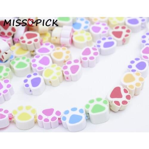30/50/100Pcs 10mm Cute Lovely Paw Beads Polymer Clay Loose Spacer Beads for Charms Jewelry Findings Making DIY Crafts Bracelet