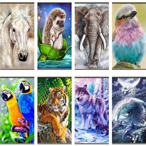 5D Diamond Painting Animals Horse Diamond Mosaic Tiger Birds DIY Full Round Diamond Embroidery Cross Stitch Rhinestone Art