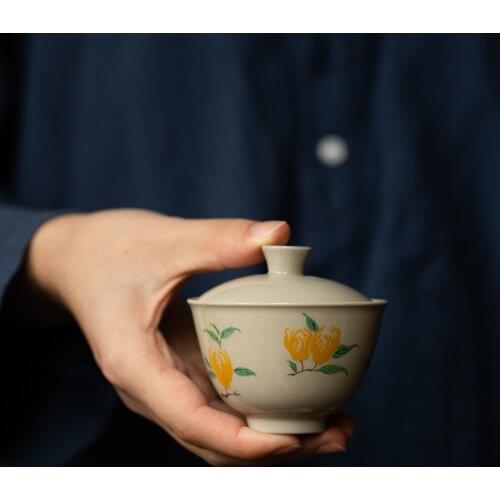 6 Style 85ml Small Gaiwan For Tea Wood ash Ceramic Tureen With Lid Teaware Chinese Cup Bowls Chawan