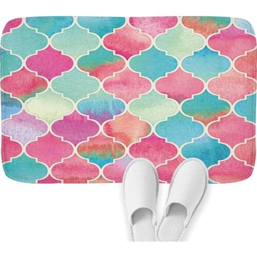 Abstract Home Lattice Mat Anti Slip Floor Carpet Tape Pattern Print Doormat for Bathroom Kitchen Entrance Rug Tapete Cozinha Mat