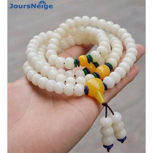 White Bodhi Seed Bracelets 108 beads Necklace Buddha Lucky Women Men Prayer Mala high-density Tibetan Style Buddhism Jewelry