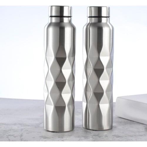1000ml Stainless Steel Camping Water Bottle Large Capacity Rhombus Outdoor Sports Climbing Running Sports Cycling Water Bottle