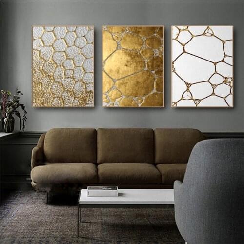 Unframed Room Decor Aesthetic Nordic Canvas Painting Poster Golden Geometry Hallway Home Decoration Wall Picture Still Life