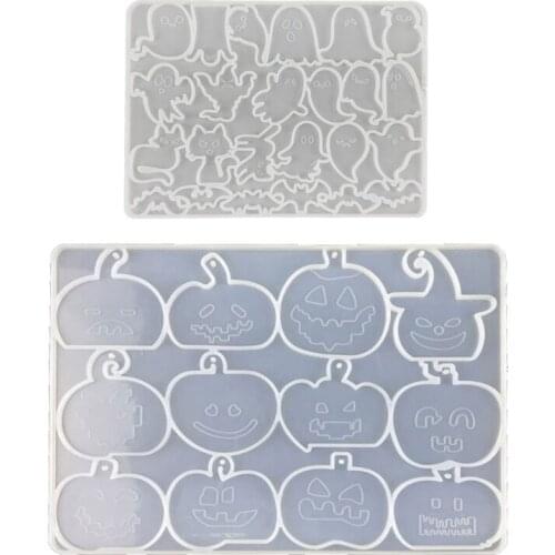 J60E Halloween Pumpkin Ghost Bat Keychain Epoxy Resin Mold Earrings Pendant Silicone Mould DIY Crafts Jewelry Necklace Casting