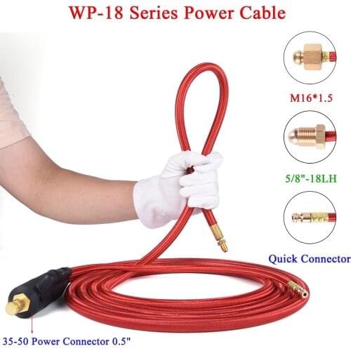 WP18 TIG Torch Power Cable Quick Connector 5/8" M16 For Water-Cooled TIG Torches 18 Series 3.8m 12.5ft 350A