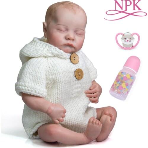 NPK 49CM Bebe Doll Reborn Baby Levi lifelike Soft Body Flexible Hand-Drawing Hair 3D Skin Tone with Veins premie size cuddly