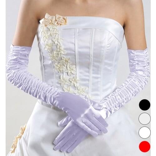 Summer Sunscreen Sexy Thin Elastic Women Dance Appeal Glove Female Dress Long Lace Pleated Accessories Sun Driving Gloves J39