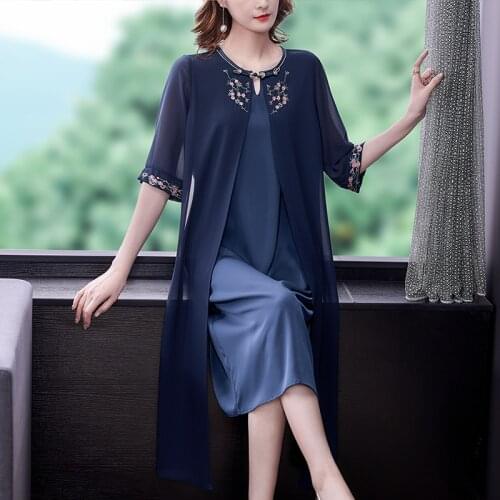 Summer 5XL Plus Size Mulberry Silk Sundress Women Vintage Casual Floral Chiffon Midi Dress 2021 Elegant Bodycon Party Vestidos