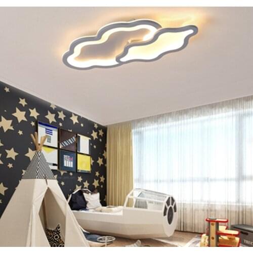 Grey Led Chandeliers Lights For Child Room Bedroom New Acrylic moon star Iron Body Modern Remote Control Lamp Lighting Fixture