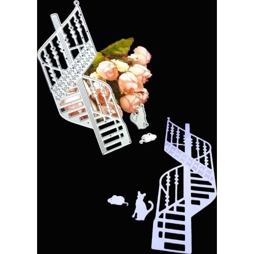Spiral Stairs Cat Metal Cutting Dies Stencils for DIY Scrapbooking Photo Album Card Decorative Embossing Folder Template