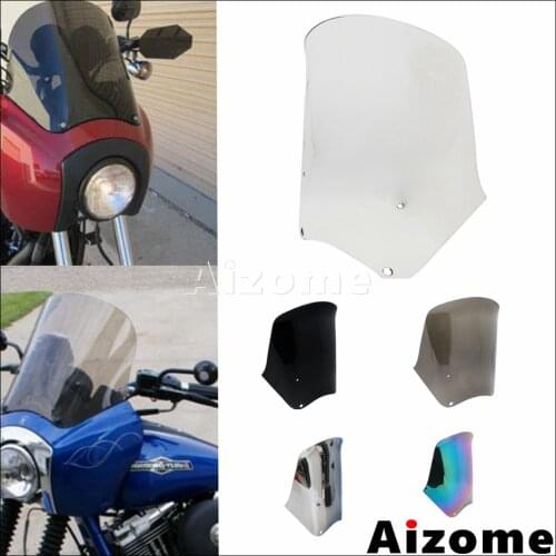 Motorcycle Replaceable 15"Windscreen Headlight Fairing Windshield For Harley Dyna Club Style Super Glide Street Bob FXDXT FXR