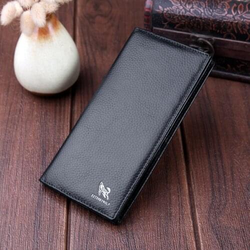 Mens Vintage Leather Wallet Zip Wallet Full-Grain Leather