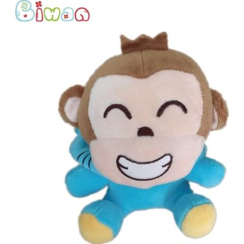 Biwan Stuffed Monkey 16cm Sitting Size With Embroidered Cat Hat Soft Cute Stuffed Animals Baby Childrens Birthday Gifts