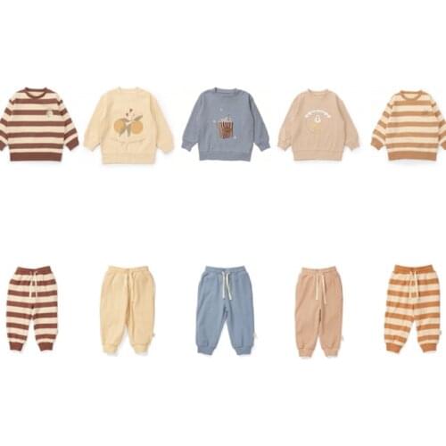 2021 KS autumn and winter childrens clothes and trousers set boys and girls cartoon sports set