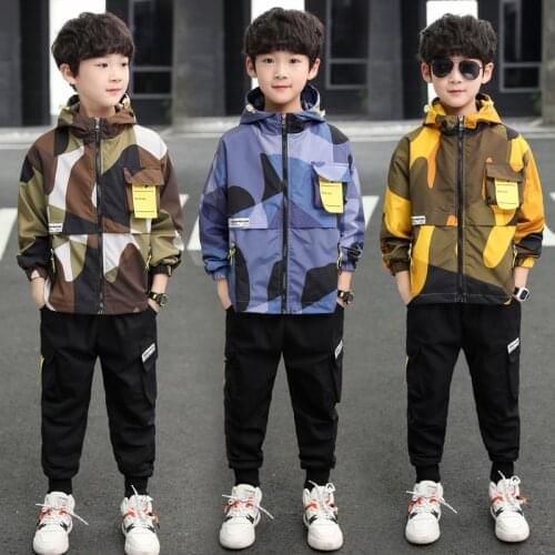 Cool Zipper Spring Summer Childrens Clothes Suit Baby Boys Coat + Pants 2pcs/Set Teenage Top Sport Costume For Kids Streetwear